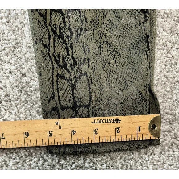 Zac & Rachel Womens Skinny Ankle Leggings Pants Olive Snakeskin NEW Size Large - Picture 6 of 6
